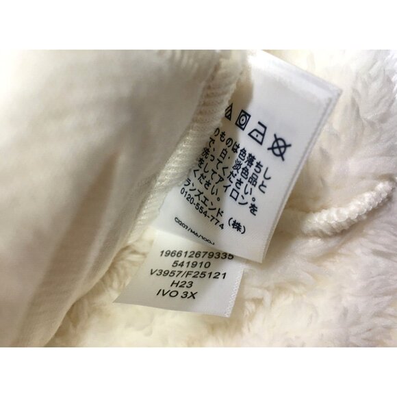 Lands End Full Zip Teddy Jacket 3X Ivory Soft Cozy Zip Pockets Plus Size Bust64" - Picture 10 of 10